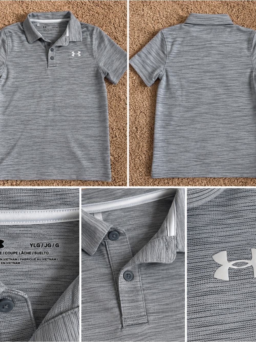 Under Armour Gray Heather Boys' Polo Shirt